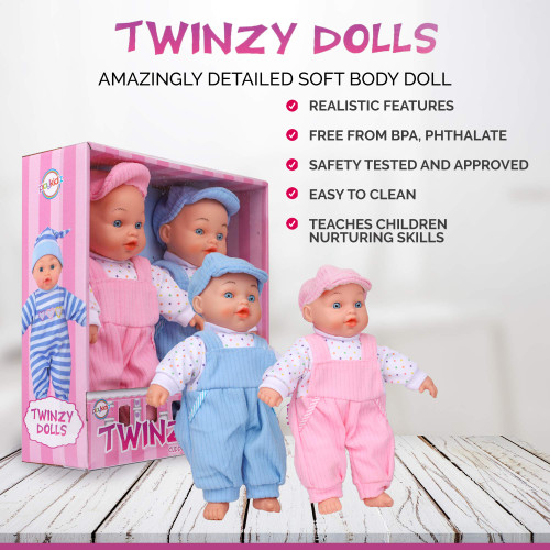 Playkidz Baby Doll Twins - Twinzy Dolls for Toddlers - Dolls You Can Feed - Set of Boy and Girl Babies for Children Age 3+