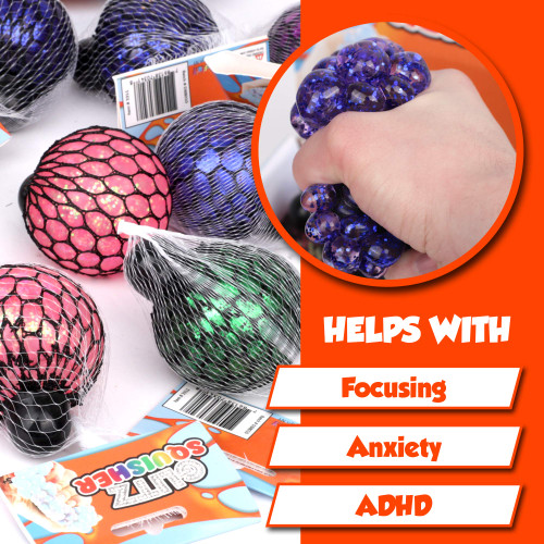 Ainiv Balles Anti-Stress Colorées Fidget Balls, 4PCS 4cm Boule Anti