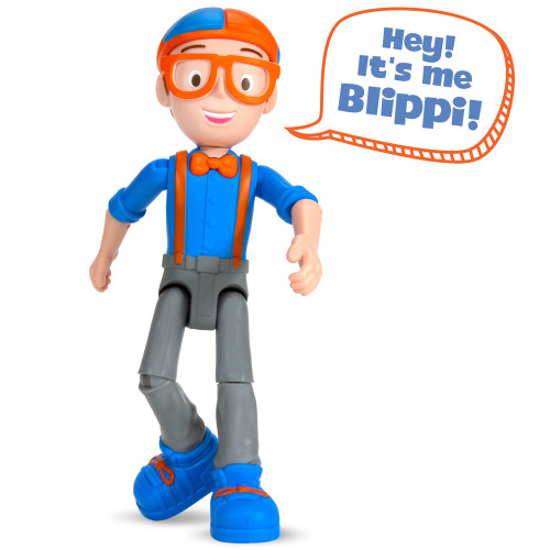 Blippi Talking Figure, 9-inch Articulated Toy with 8 Sounds and Phrases, Poseable Figure Inspired by Popular YouTube Edutainer