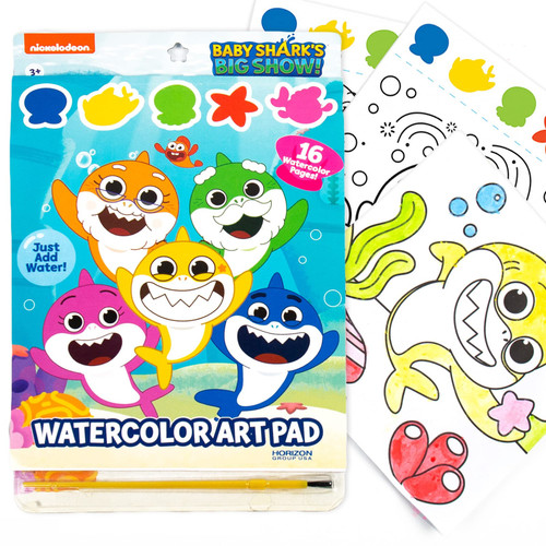 Horizon Group USA Baby Shark Water Coloring Book & Painting Set –Baby Shark Watercolor Painting Kit – Great Baby Shark Art Set for 3 Year Old