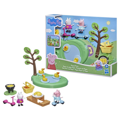 Peppa Pig Peppa's Adventures Peppa's Picnic Playset, Preschool Toy with 2 Figures and 8 Accessories, for Ages 3 and Up