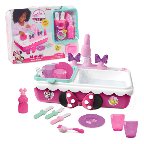 Minnie's Happy Helpers Magic Sink Set, Pretend Play Working Sink, Kids Kitchen Set Toys, by Just Play, Multi-color