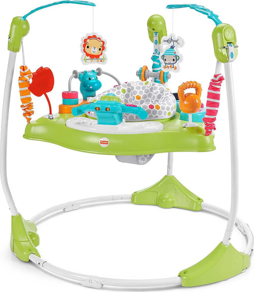 Fisher-Price Baby Bouncer Fitness Fun Folding Jumperoo Activity Center with Lights Music and Gym Themed Toys.