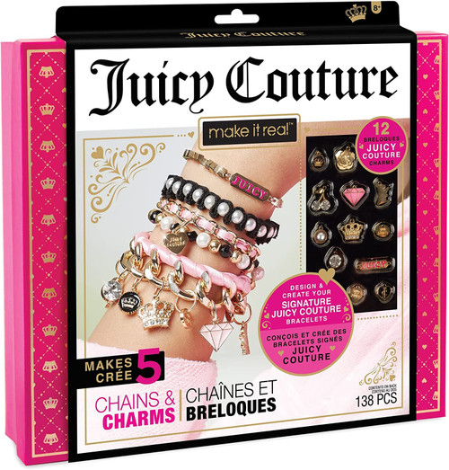 Make It Real: Juicy Coture Chains & Charms, DIY Bracelet Kit, Includes 12 Juicy Coture Charms, Makes Up to 5 Bracelets, Helps Young Girls Develop Fine Motor & Visual Skills, for Ages 8 and up