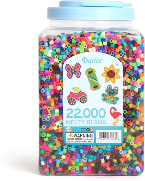 Darice Fuse Beads, Bulk Assorted Multicolor Melty Beads for Kids Crafts, Big Bucket of 22000 pcs