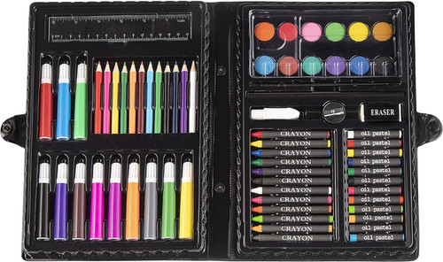 Darice 80-Piece Art Set – Art Supplies for Drawing, Painting and More in a Plastic Case - Makes a Great Gift for Children and Adults