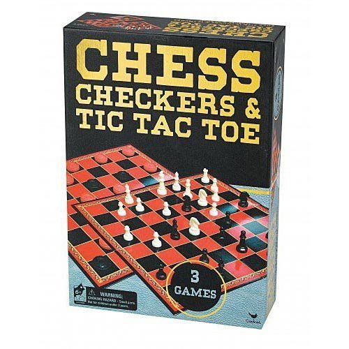 Chess/Checkers & Tic Tac Toe In Gold Foil Box Classic Game