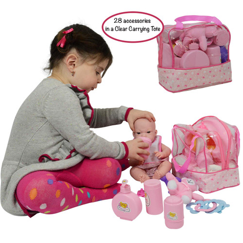 Baby Doll Diaper Bag Set, Doll Feeding Set with Baby Doll Accessories Includes Doll Bottles