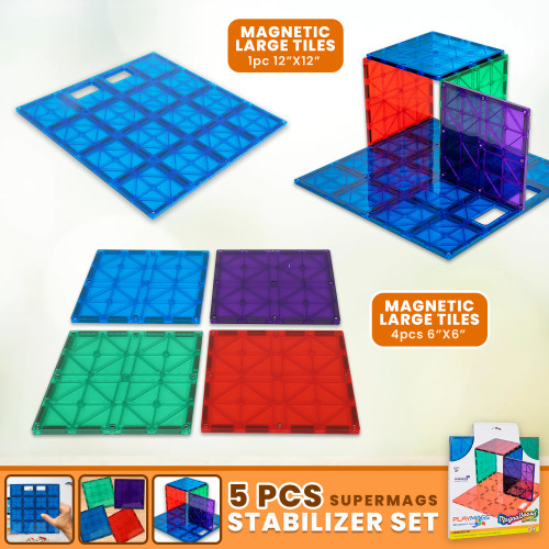 Playmags Magnetic Tiles, Magnetic Building Bricks, Playmags Exclusive  Magnetic Blocks, Skill Development, Ages 3+ (Small Bricks Tiles)