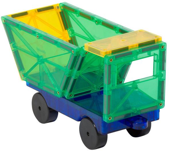 Playmags 2 Piece Car Set: With Stronger Magnets, STEM Toys for Kids, Use with all Magnetic Tiles and Blocks Sturdy, Super Durable with Vivid Clear Color Tiles. (Colors May Vary)