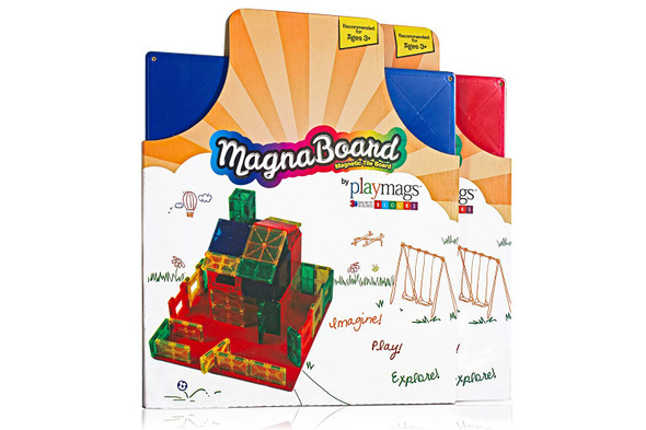 Playmags Building Board - Magnetic Starting Building Plate for Playmags or Other Magnetic Tiles - Great Add on to Any Magnetic Tile Toy - Colors May Vary