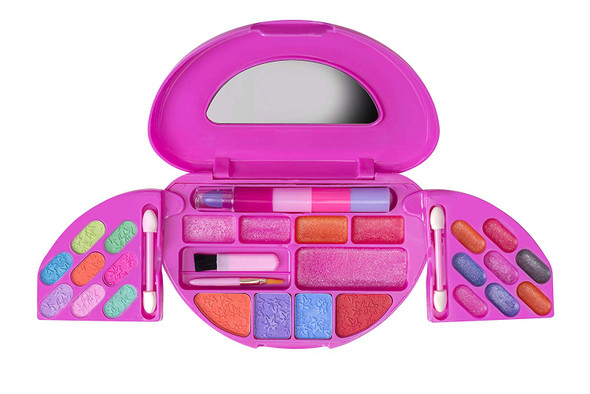 Playkidz: My First Princess Makeup Chest, Girl's All-In-One Travel Cosmetic and Real Makeup Palette with Mirror (Washable)
