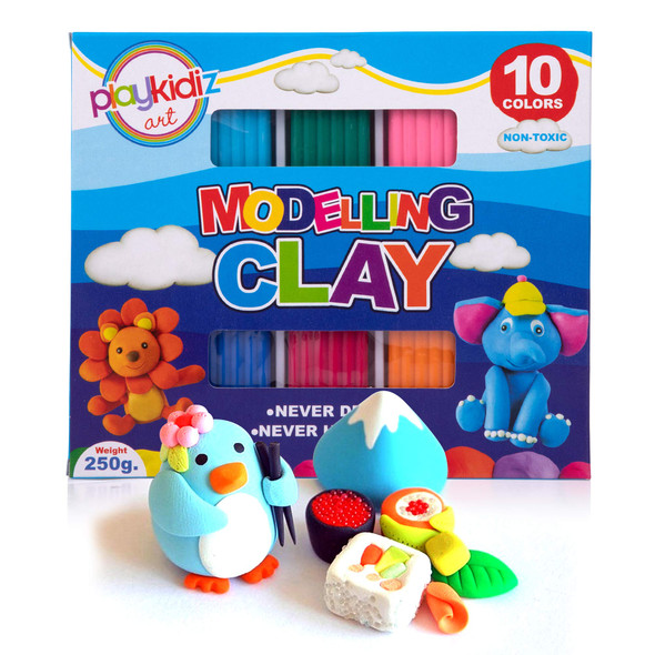 Playkidiz Art Modeling Clay, 9 Classic Bold Colors, Creative