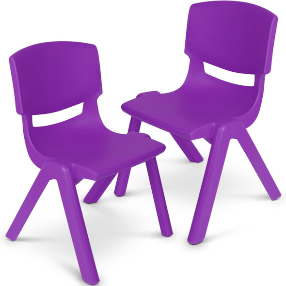 Playkidiz Kids Plastic Chair Set of 2- Preschool Chairs for Toddlers Kids 23" H - Stackable Kids Chairs with Perfect Design for School Playroom Daycare Home - Purple