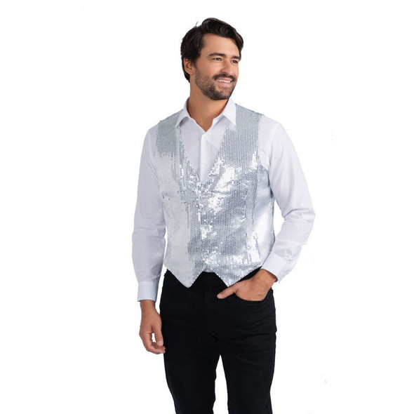 Silver Sequined Vest - Adult