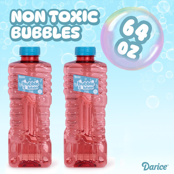 Darice 2 Bottles 32 OZ Bubble Solution Refill - Large, Easy-Grip Bottles for Bubble Guns, Wands, Bubbles Machines Refill (2 Pack)