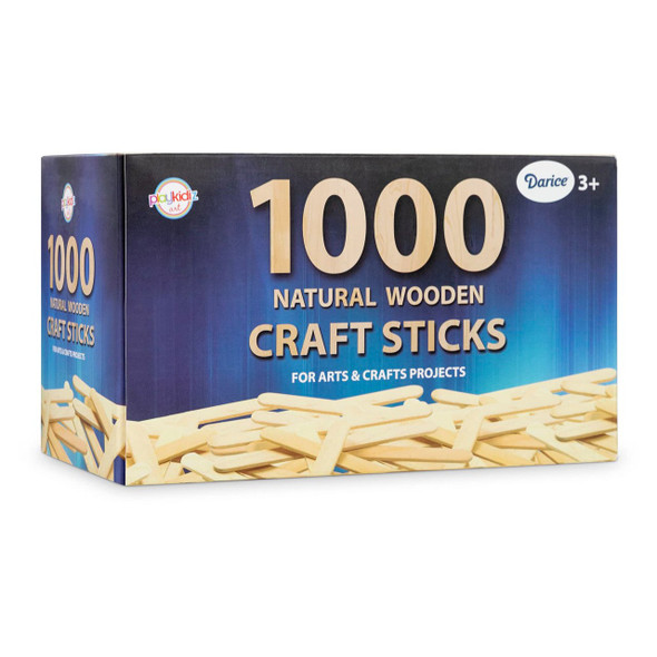 Darice 1000 Pcs Popsicle Stick, 4.5" Natural Wood Craft Sticks Supplies, Ice-Cream Stick Pop, Ages 3+