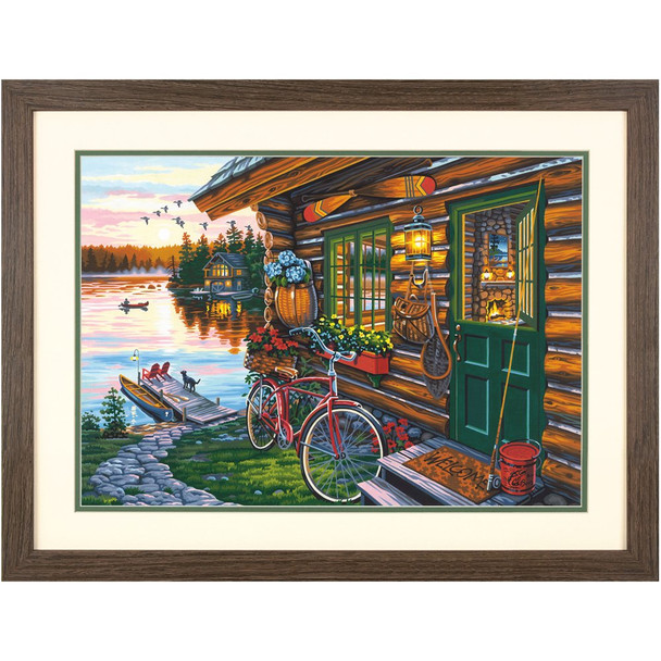 DIMENSIONS 73-91660 Cabin View Paint by Numbers for Adults, 20'' W x 14'' L