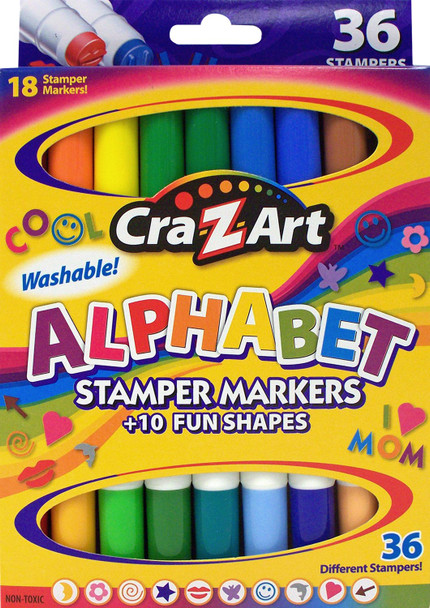Cra-Z-art Double-Ended Stamper Markers, Alphabet and Shapes, 18-Count (10030-24)