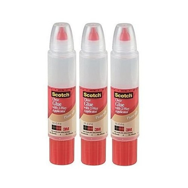 3M Scotch Clear Glue 2 Way Applicator 3-Pack