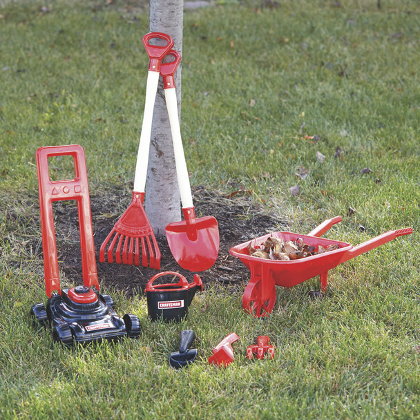 My First Ever 8 Piece Garden Set for Kids Includes Wheelbarrow, Lawn mower, Sprinkler Can, Rake, Shovel, 3 Tools  by Craftsman