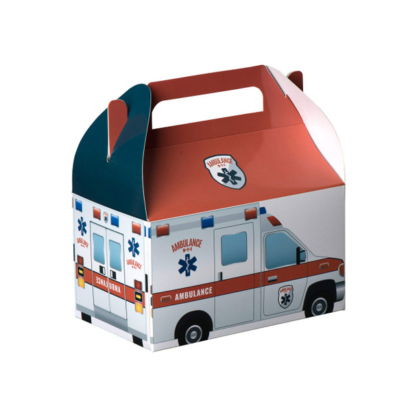 Hammont Ambulance/ Hatzalah Paper Treat Boxes - Container Goodie Boxes Cute Designs Perfect for Parties and Celebrations 6.25" x 3.75" x 3.5" (10 Pack)