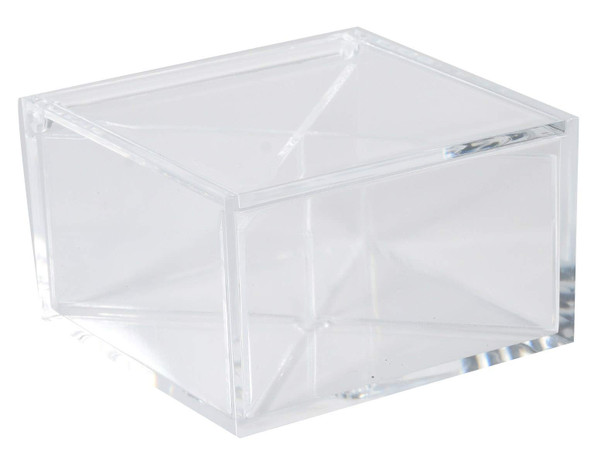 Lucite Plastic Storage Organizer Box - Adjustable Divider Best for Organizing Beauty Products and Accessories 3.94"x3.94"x2.36" (2 Pack)