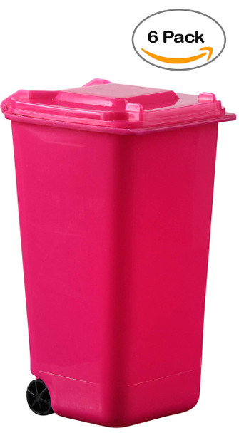 Pink Toy Garbage Cans for Fun Playing- Cute Garbage Can 6 Pieces /Set - Used for Holding Pencils, Novelty and Party Favors 4.75x 3x 6.25-by Hammont