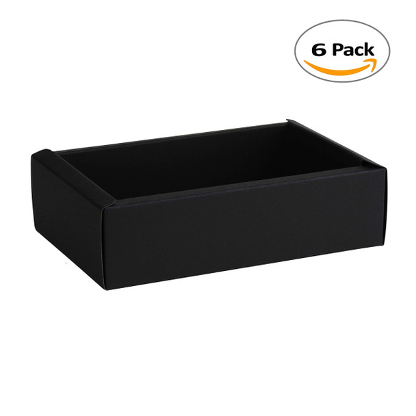 Clear PVC Sleeve DIY Sliding Black Gift Box-Kraft Paper Luxury Packaging Boxes for Birthday Party, Thanksgiving Occasion 7 x 4.75 x 2 (6 Pack)
