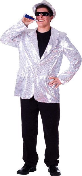 Fully lined Silver Sequin Jacket for Adult By Dress Up America