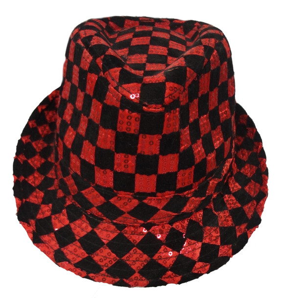 Red Checkerboard Fedora Hat