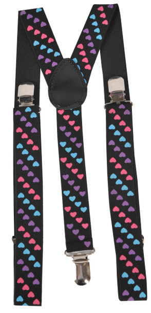 Tri Colored Heart Suspenders