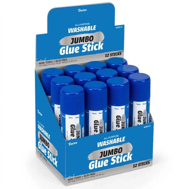 Moore Jumbo Stick Glue - All Purpose Glue Sticks, Strong Hold, for Home, School and Office, 12 Pack