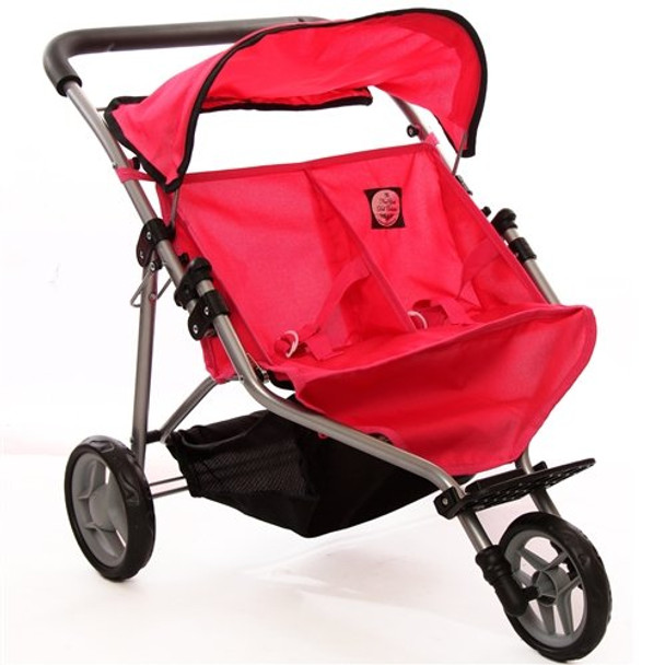 Pink Doll Twin Jogger Stroller for Ages 2+