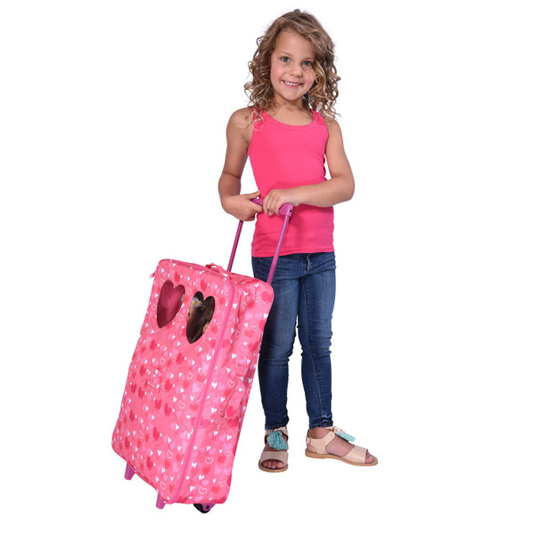 Doll Double Travel Trolley with Double Sleeping Bag - Doll Travel case Fits 18 inch Dolls