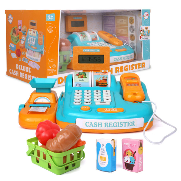Playkidz Deluxe Interactive Cash Register - Developmental STEM Learning Toy for Kids - Handheld Scanner, Receipt, Basket & Much More - Recommended Ages 3+