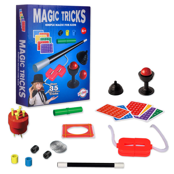 Playkidz Magic Trick for Kids Set 1 - Magic Set with Over 35 Tricks Made Simple, Magician Pretend Play Set with Wand & More Magic Tricks - Easy to Learn Instruction Manual - Best Gift for Beginners