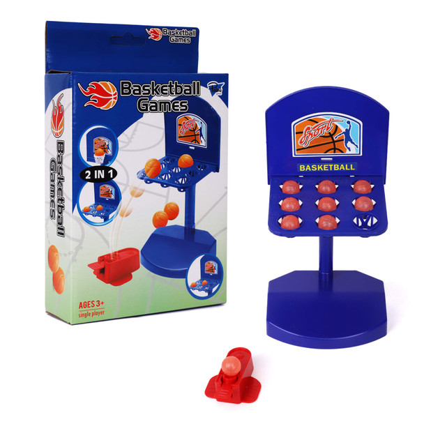 Point Games 2 in 1 Basket Ball Games with Launcher - Mini Desktop Basketball Classic Table Top Office Shooting Toy - Aiming Game with 2 Boards Feature - Portable Toys for Boys, Girls or Sports Fan