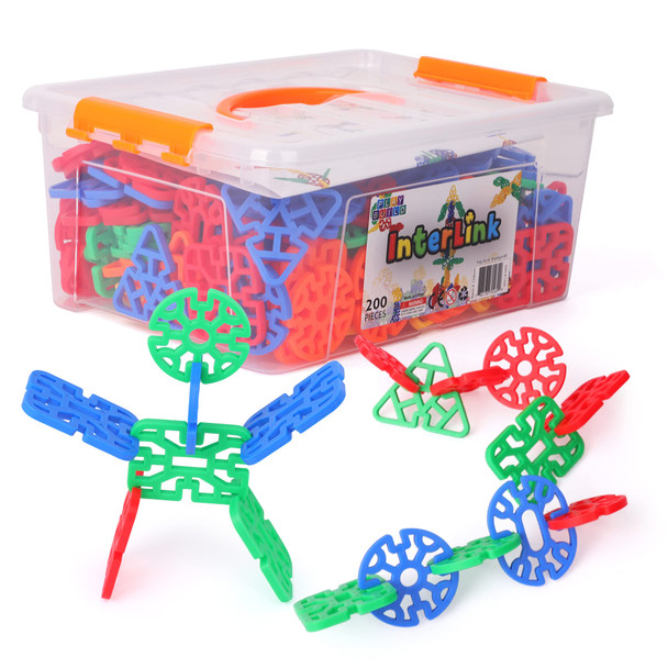 Play Build Interlinks Connector Building Toys, Interlocking Stem Toys for Boys and Girls, Baby and Toddler Toys, Creative Construction Stem Building Toys, Ages 3+