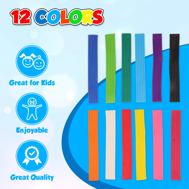 Playkidiz Art Modeling Clay 12 Colors, Beginners Pack 220 Grams, STEM Educational DIY Molding Set, at Home Crafts for Kids