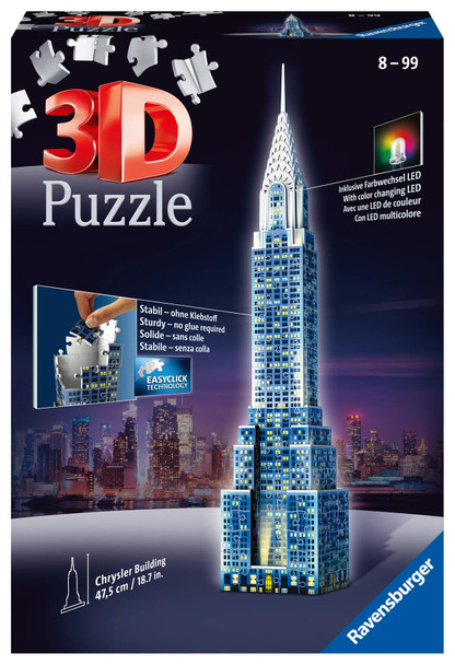 Ravensburger Chrysler Building Night Edition 216 Piece 3D Jigsaw Puzzle for Kids and Adults - Easy Click Technology Means Pieces Fit Together Perfectly