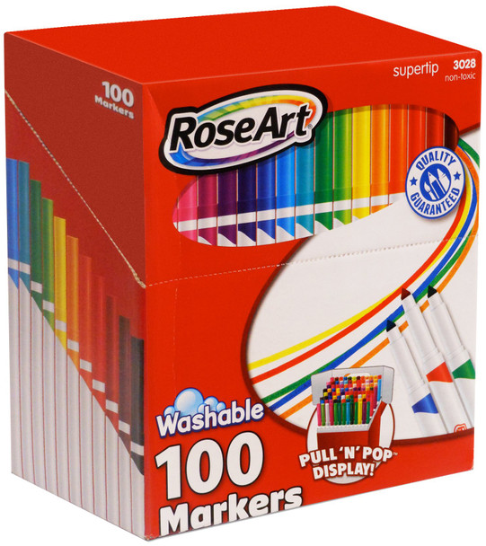 RoseArt SuperTip Washable Markers 100-Count Assorted Colors Packaging May Vary 3438VA-24