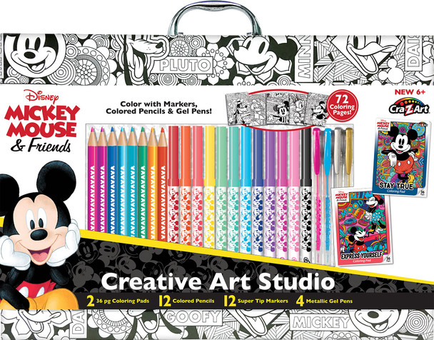 Disney Mickey Mouse and Friends 30 Piece Creative Art Studio Portable Art Set by CRA-Z-Art - Amazon Exclusive Art Set with Markers, Color Pencils and Gel Pens