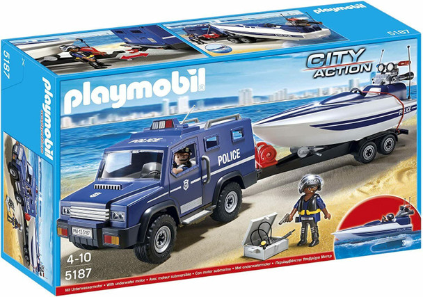 Playmobil 5187 City Action Police Truck with Speedboat