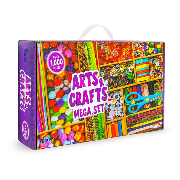 Darice Arts and Crafts Kit - 1000+ Piece Kids Craft Supplies & Materials, Art Supplies Box for Girls & Boys Age 4 5 6 7 8 9