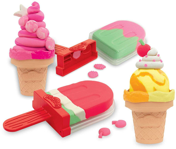 Play-Doh Ice Pops 'N Cones Freezer Themed 4 Pack of Airtight Containers Filled with 3 oz of Non-Toxic Compound