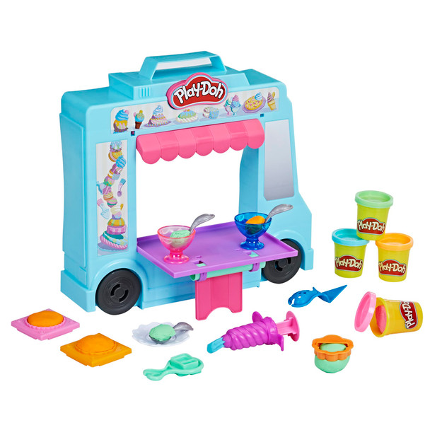 Play-Doh Ice Cream Truck Playset, Pretend Play Toy for Kids 3 Years and Up with 20 Tools, 5 Modeling Compound Colors, Over 250 Possible Combinations