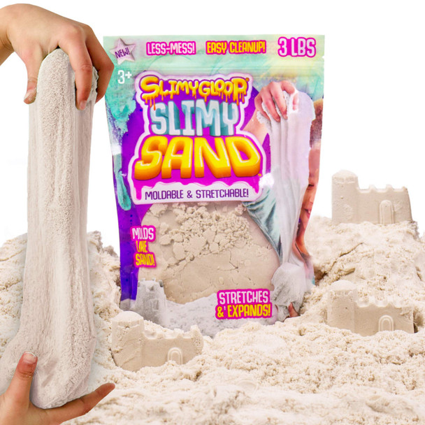 SLIMYGLOOP Slimy Sand, 3 Lbs of Stretchable, Expandable, Moldable Cloud Slime, Non Stick, Slimy Play in A Resealable Bag, Sensory Toys, Ages 3, 4, 5, 6, 7