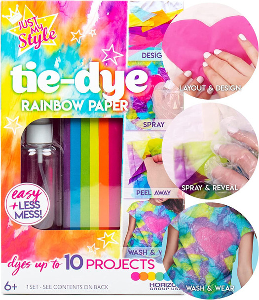 Just My Style Neon Tie-Dye Kit by Horizon Group USA, Create 18 Projects with 8 Colors