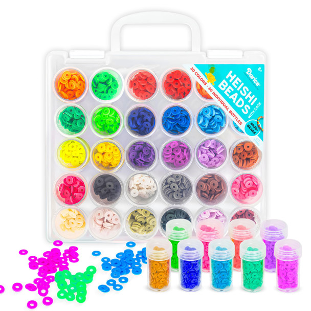 Darice 6600+ Clay Beads Bracelet Making Kit – 30 Colors in Bottles, Polymer Heishi Beads Bracelet Kit, Friendship Bracelets, DIY Jewelry Making Kit for Kids and Teens Ages 8 and Up
